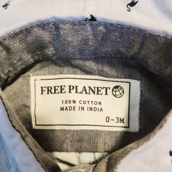 Free Planet Short Sleeve Collared One Piece Baby Boy 0-3M Blue Flamingo Print - Picture 6 of 8